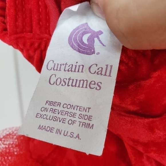 Curtain Call Costumes sz CSM Red velvet Rhinestone Valentines Christmas - Picture 8 of 10